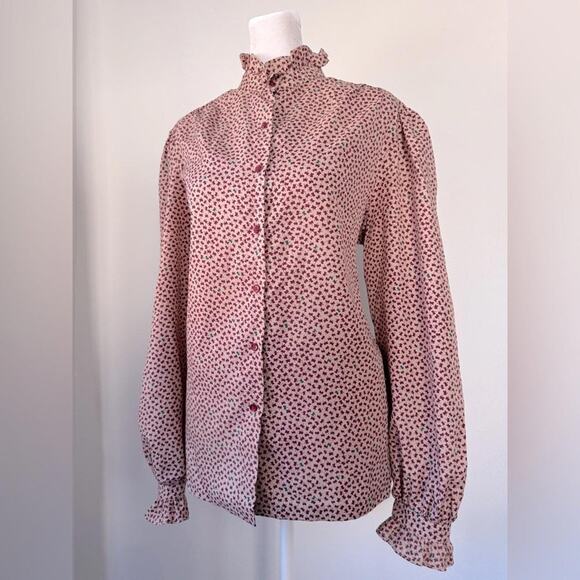 Vintage ‘70s Inner Visions by Ship ‘n Shore Clover Print Long Sleeve Blouse - Picture 3 of 10